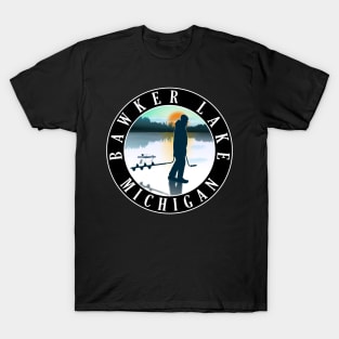 Bawker Lake Ice Fishing Michigan Sunset T-Shirt